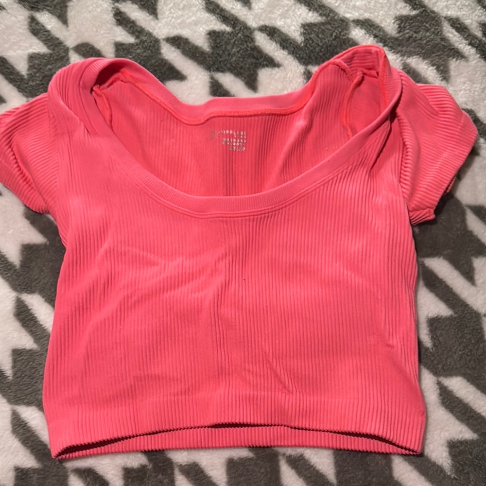Aerie Orange Cap Sleeve Fitted Crop Top